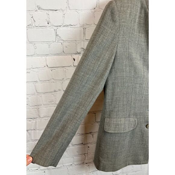 HERBERT GROSSMAN designed by CYNTHIA SOBEL gray wool embroidered jacket blazer 8 - Picture 5 of 7